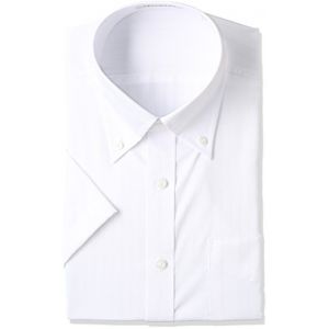  (인 T《메지》)AOKI(Aoki) 반소매 베이직 버튼 다운 셔츠(흰색:직무늬)