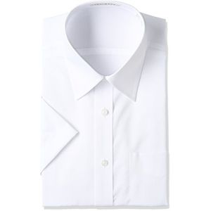  (인 T《메지》)AOKI(Aoki) 반소매 베이직 레귤러 컬러 셔츠(흰색:직무늬)