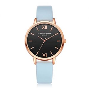 Tonsee 레이디스 엘레강트(elegant) 손목시계 PU레더 밴드 아날로그 표시 캐주얼 워치 여성용 (스카이 블루)